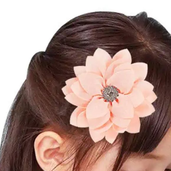 20 Pack Alligator Hair Clips Barrettes Big Chiffon Flower Lotus with Rhinestone